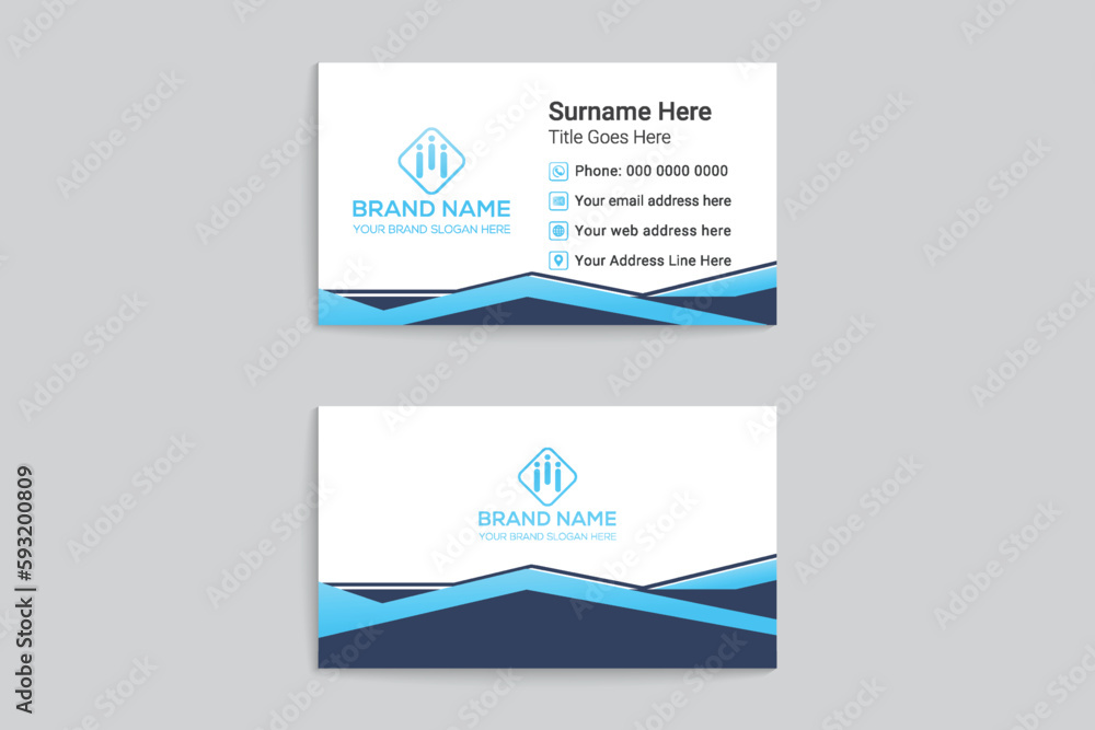 Business card design with blue color Business card design with blue color
