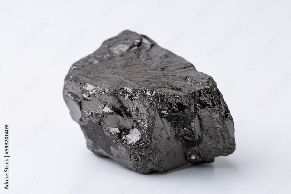 Naklejka premium Natural black fossil coal on a white isolated background.