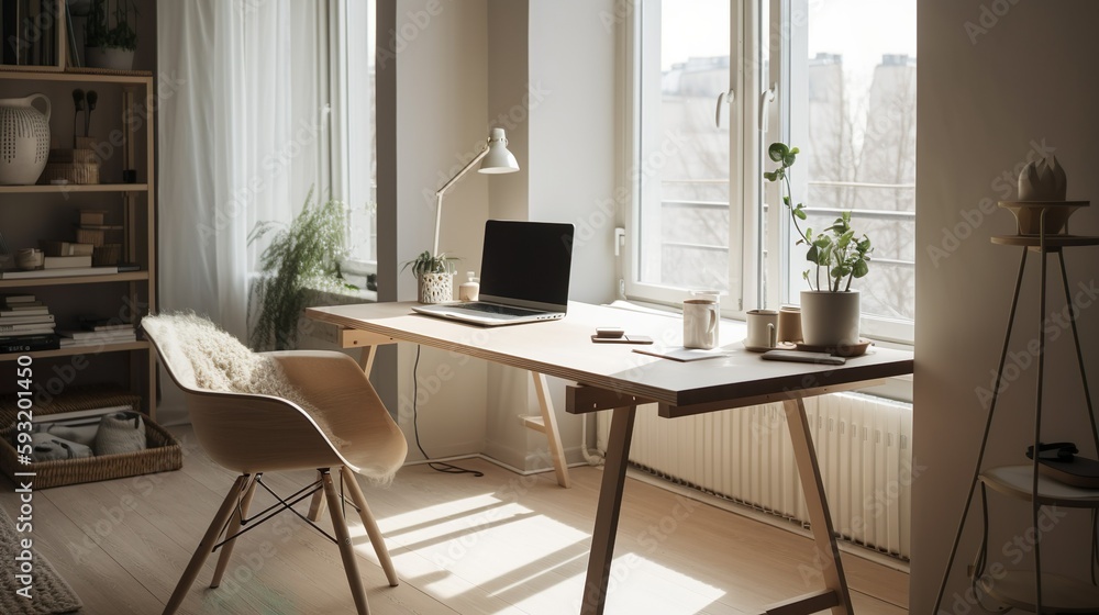 modern office interior, luxury wooden office table in a bright room. modern office interior, luxury wooden office table in a bright room.