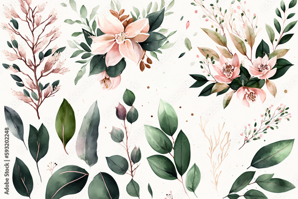 Seamless border with leaves and flowers in patel colors. Generative ai ...