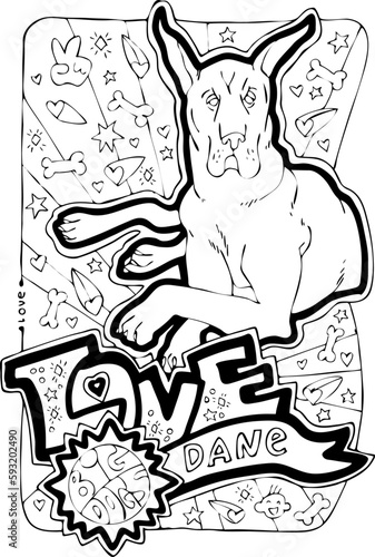 Wallpaper Mural Colouring book vector page with big dogs for children and grownups. Hand drawn line illustration for free time activities. House animal pet cartoon character outline drawing. One of a pages set. Torontodigital.ca