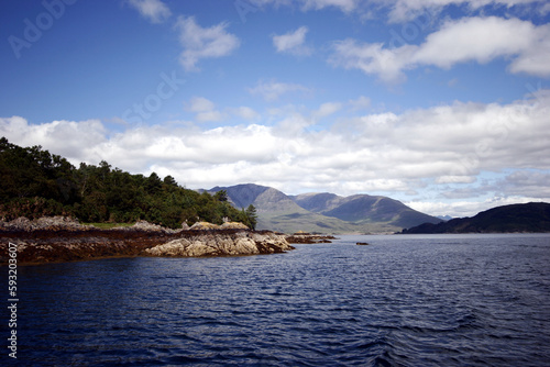 View of the Cuilins from loch Carron - Plockton - Highlands - Scotland - UK