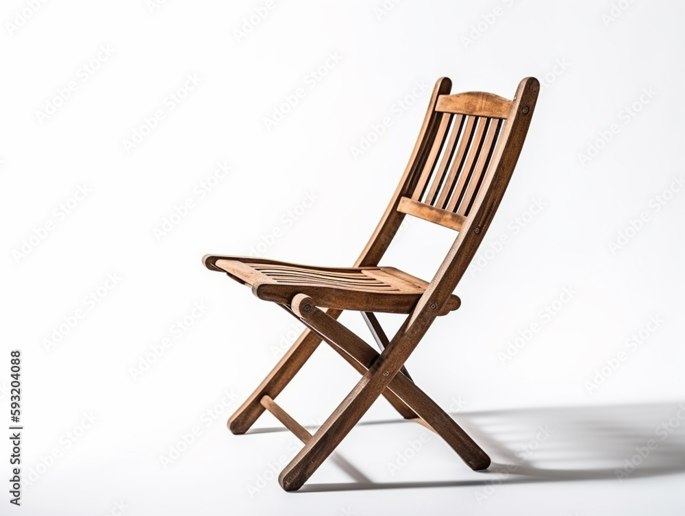 wooden garden chair on isolated white background Generated AI