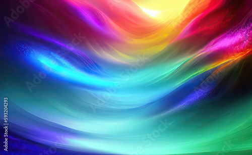 Rainbow colored neon light lines as abstract wallpaper background design (Generative AI)