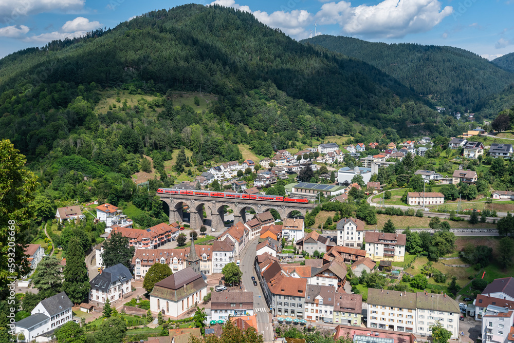 Hornberg Panoramic Village Views Train Passing