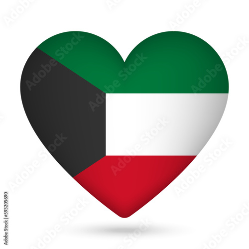 Free Download Kuwait flag in heart shape. Vector illustration. - GFXLoad