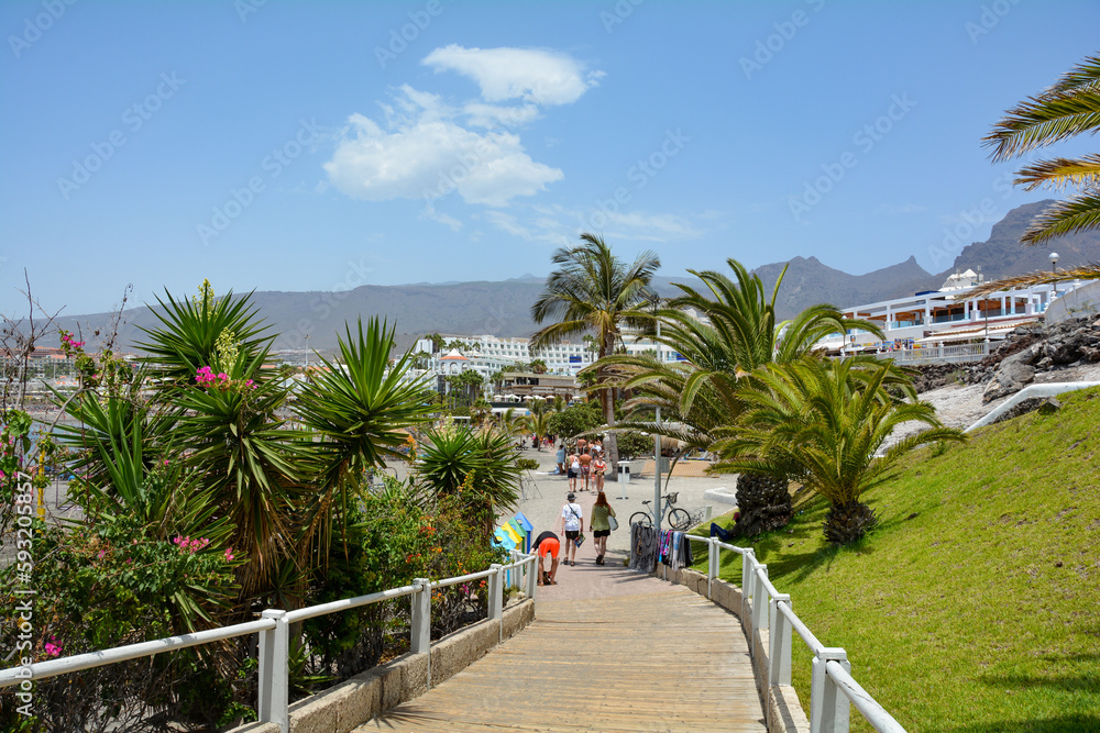 Footpath to Torviscas Playa beach in Costa Adeje, Tenerife, Spain