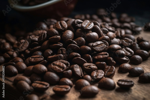 Close Up Coffee Bean on Background with Copy Space