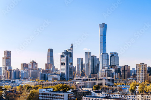 Scenery of high-rise buildings in Guomao CBD central business district  Beijing  China