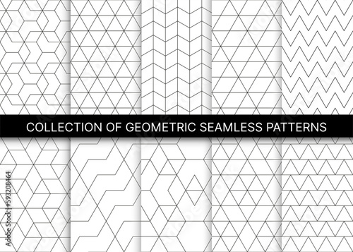 Set of geometric seamless patterns. Collections of repeatable backgrounds with geometric figures