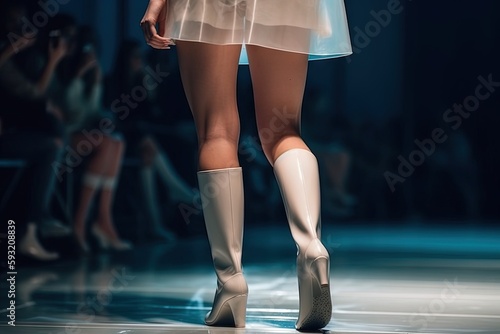 catwalk runwat event faschion catwalk detail of legs trendy illustration generative ai photo