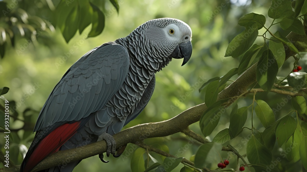 African Grey Parrot in Natural Habitat African Grey Parrot in Natural Habitat