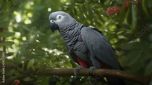 African Grey Parrot in Natural Habitat