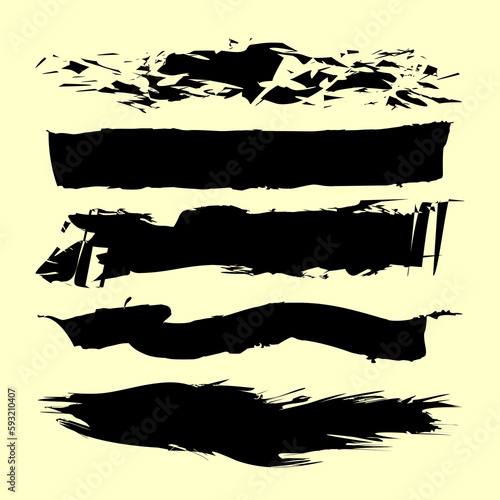 Brush stroke shape set vector template.