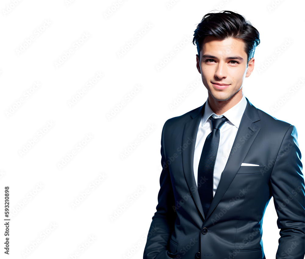 Young handsome business man dressed in formal clothes isolated on white background.Generative AI . Young handsome business man dressed in formal clothes isolated on white background.Generative AI .