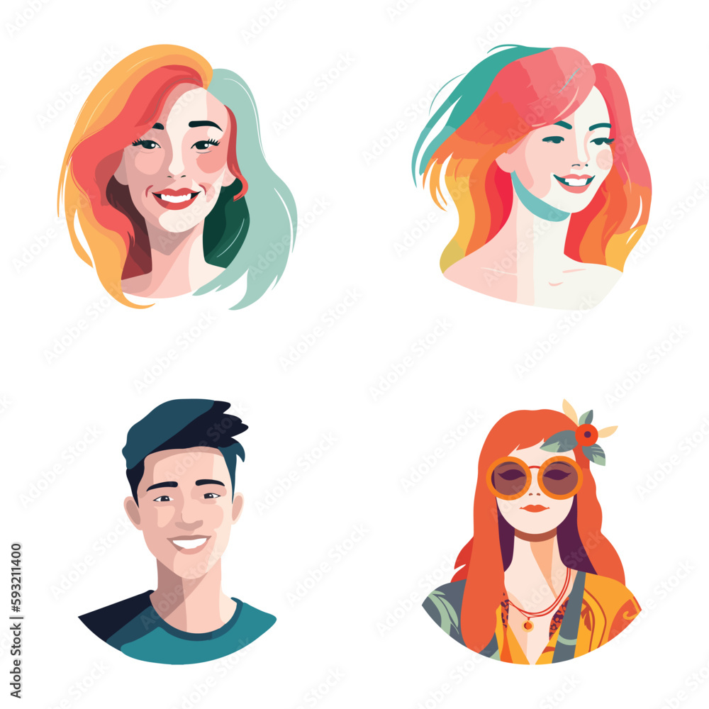 People Avatars Flat Icon Set Isolated On White Background People Avatars Flat Icon Set Isolated On White Background