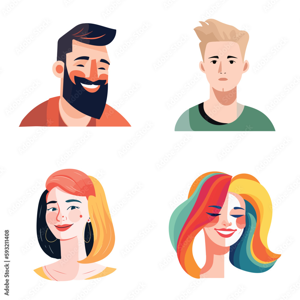 People Avatars Flat Icon Set Isolated On White Background People Avatars Flat Icon Set Isolated On White Background