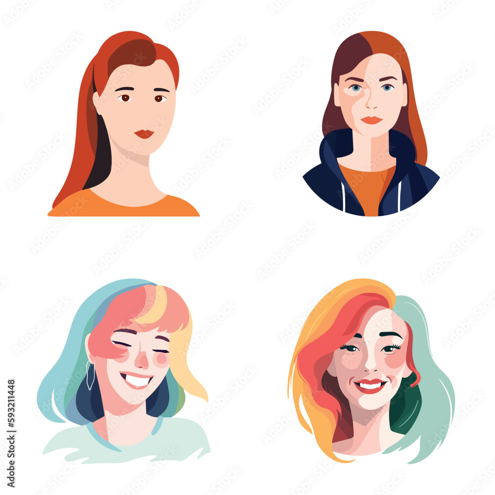 People Avatars Flat Icon Set Isolated On White Background People Avatars Flat Icon Set Isolated On White Background