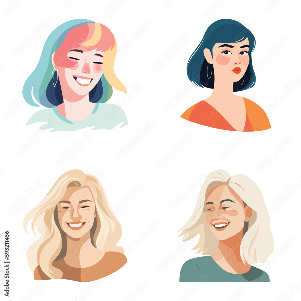 People Avatars Flat Icon Set Isolated On White Background People Avatars Flat Icon Set Isolated On White Background