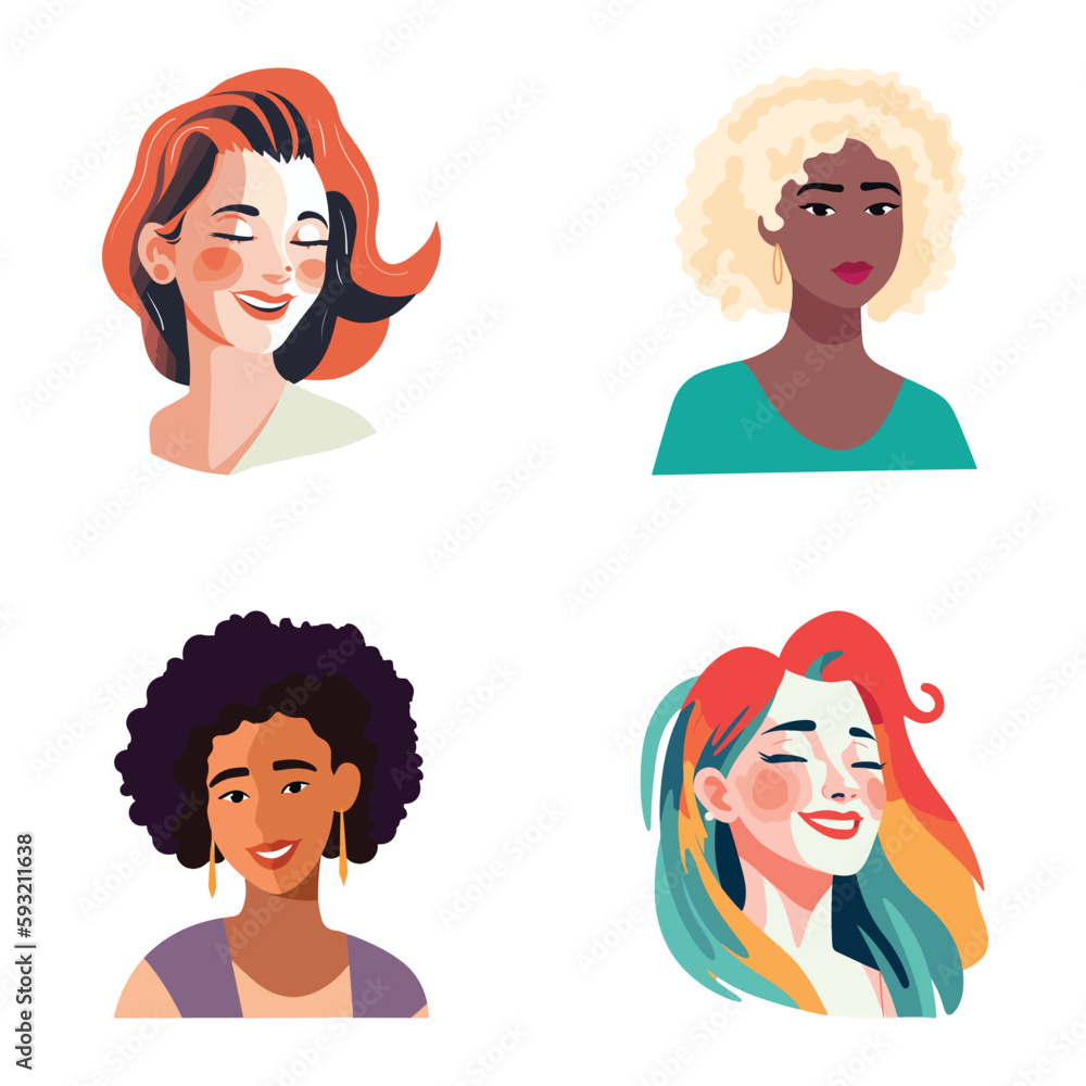 People Avatars Flat Icon Set Isolated On White Background People Avatars Flat Icon Set Isolated On White Background