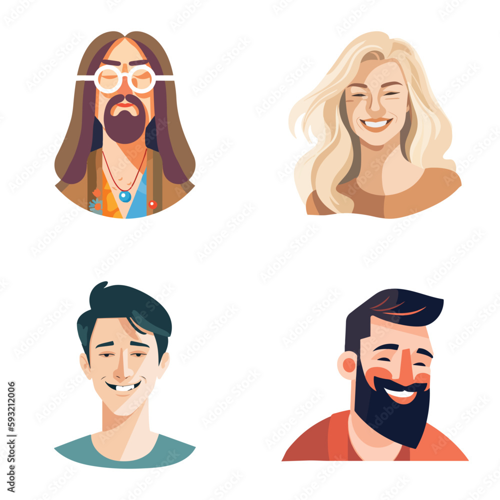 People Avatars Flat Icon Set Isolated On White Background People Avatars Flat Icon Set Isolated On White Background