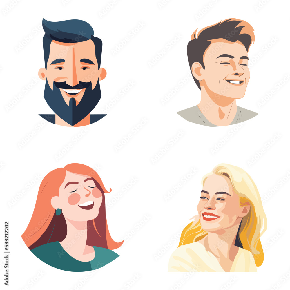 People Avatars Flat Icon Set Isolated On White Background People Avatars Flat Icon Set Isolated On White Background