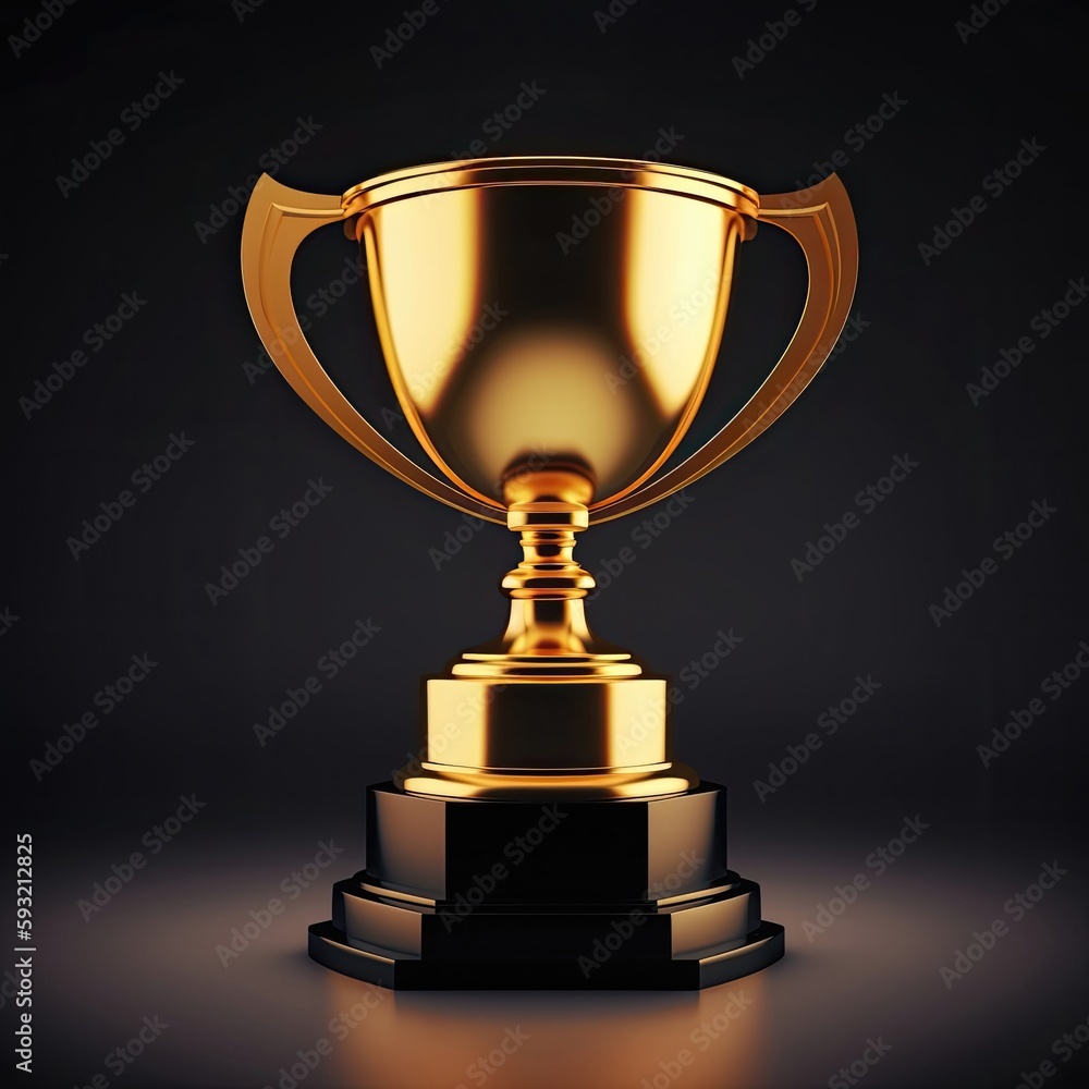 3D Icon Of Trophy With Gold Finish And Black Base. Generative AI 3D Icon Of Trophy With Gold Finish And Black Base. Generative AI