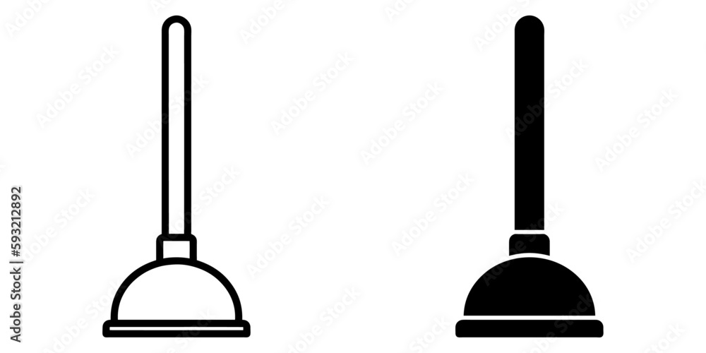 Naklejka premium ofvs357 OutlineFilledVectorSign ofvs - plunger vector icon . plumbing equipment sign . isolated transparent . black outline and filled version . AI 10 / EPS 10 / PNG . g11697