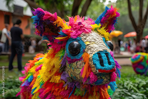 Colorful Piata In The Shape Of Colombian Animal. Generative AI photo
