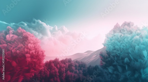 a double exposure white and pink with blue hues gradient wallpaper. generative AI