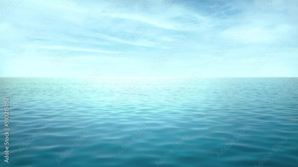 3D Animation - Landscape of a looping animated blue ocean with sky and clouds 3D Animation - Landscape of a looping animated blue ocean with sky and clouds