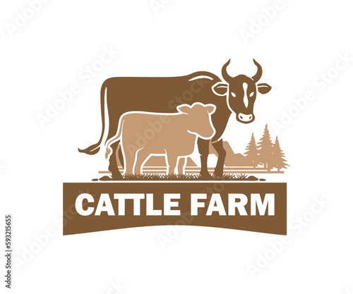 CATTLE FARM LOGO, silhouette of great cattle drawing vector illustrations