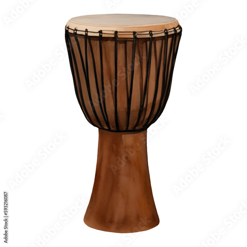 Bongo Drum Turkish Percussion Isolated Hand Drawn Painting Illustration
