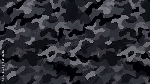 Camouflage pattern. Trendy dark gray camouflage fabric. Military texture Generative AI
