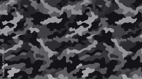 Camouflage pattern. Trendy dark gray camouflage fabric. Military texture Generative AI