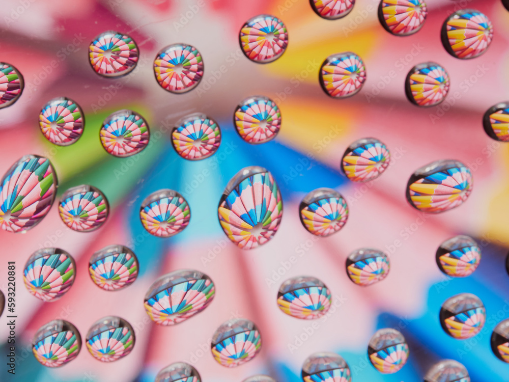 Water drops on the texture of a colored background. the rear window is covered with water droplets. bubbles in the water Water drops on the texture of a colored background. the rear window is covered with water droplets. bubbles in the water