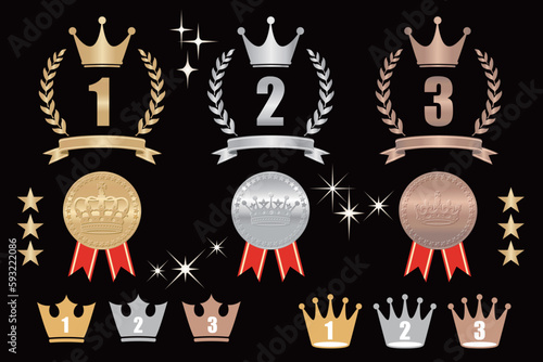 Gold Medal Silver Medal Bronze Medal Set,vector illustration