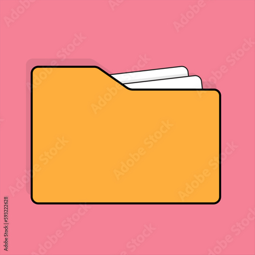 Folder icon in trendy flat style isolated on pink background. Vector illustration.