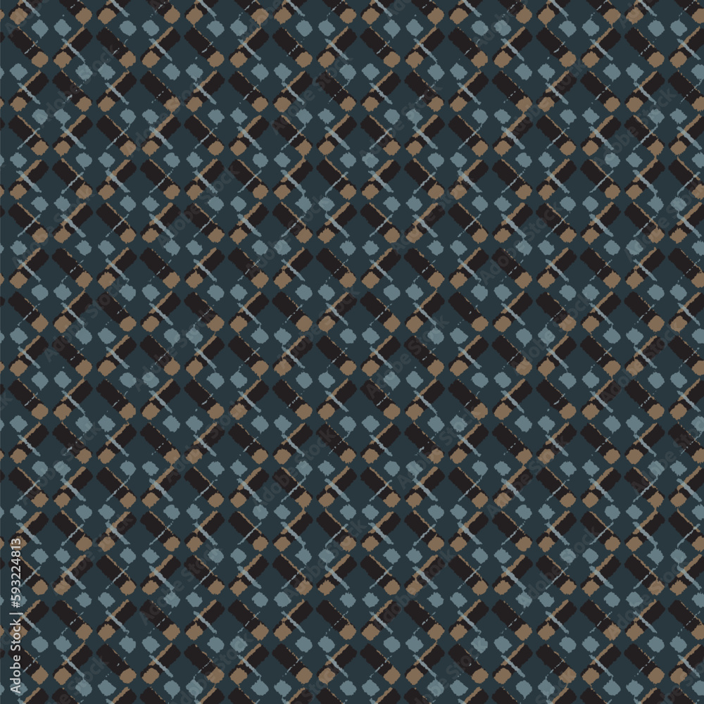 Fototapeta premium Modern masculin geometric motif pattern, fabric design vector rapport for background, fabric, textile, wrap, surface, web and print design. vector illustration scarf , rug , blue camel brown folk