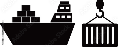 貨物船　コンテナ　アイコン