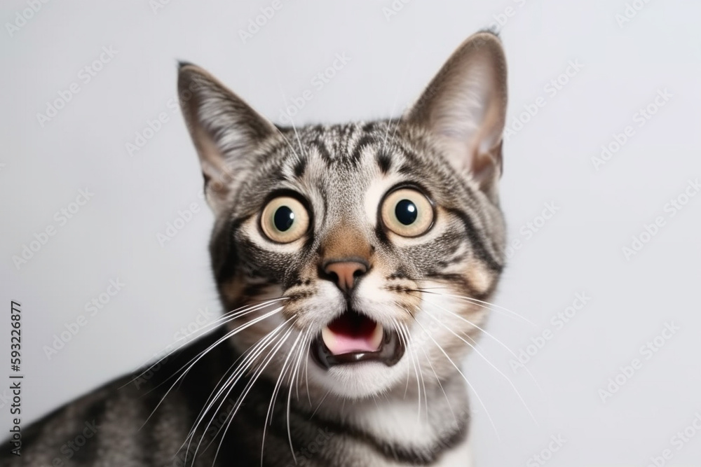 Portrait of a funny very surprised cat. AI generated Portrait of a funny very surprised cat. AI generated