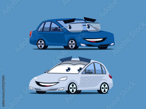Two smiling cars