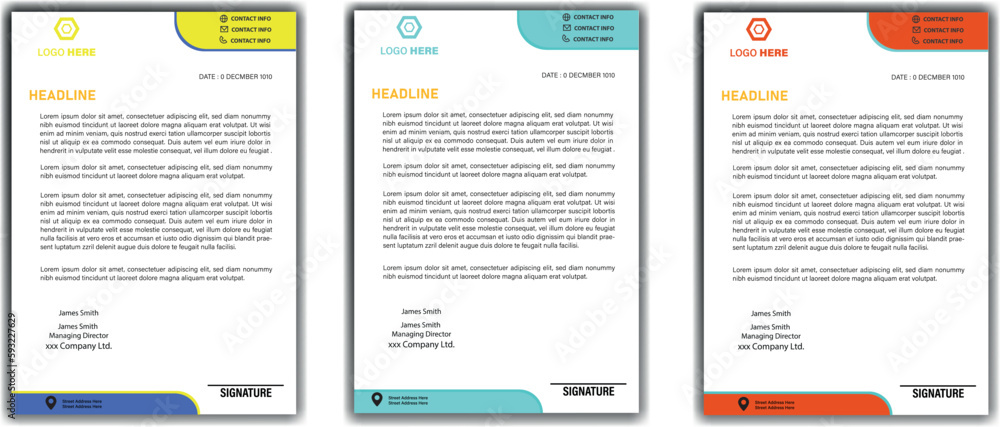 Obraz premium Company and business style letterhead design template