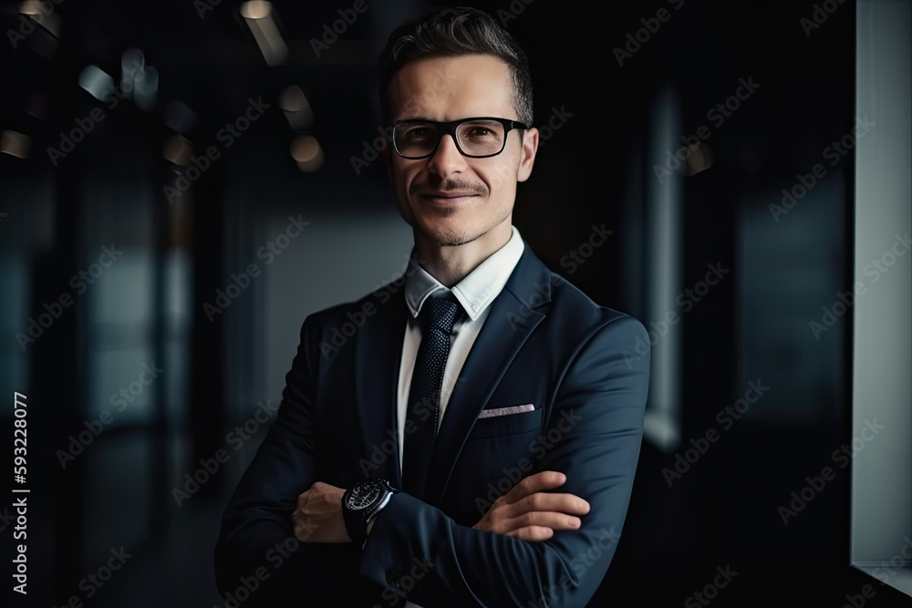 smiling businessman in formal suit and tie at work, business culture concept smiling businessman in formal suit and tie at work, business culture concept