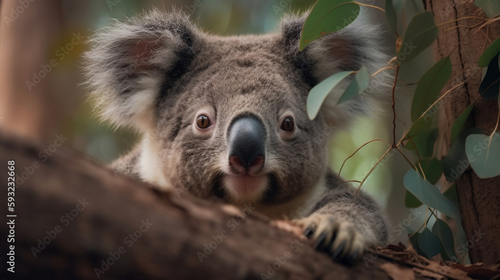 Obraz premium Curious koala, Generative Ai