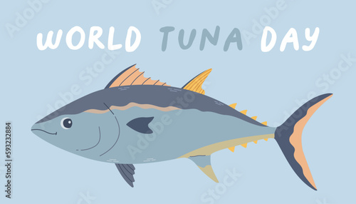 World tuna day modern vector. Good for logo, symbol, sign, t shirt, sticker, flyer design. Vector EPS10 © spirka.art