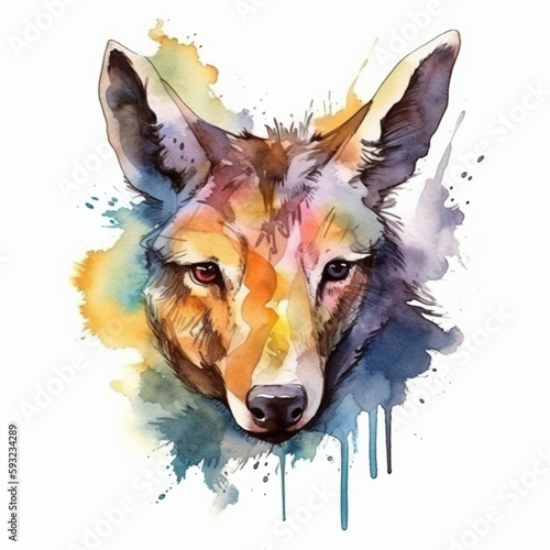 Watercolor Portrait Of Fox