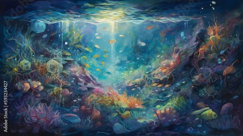 海底の生命と美しさ　No.040   Underwater World: Vibrant Colors of Coral and Fish Generative AI © Lumin5e616f1