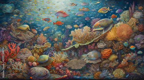 海底の生命と美しさ No.028 | Underwater World: Vibrant Colors of Coral and Fish Generative AI