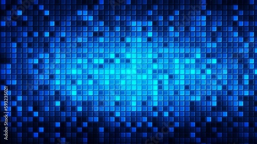 Digital technology background. Digital data square blue pattern pixel background Generative AI